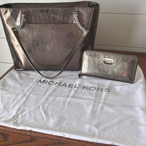 Michael Kors Shimmering Bronze Tote and Wallet